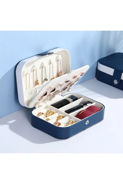 Rectangular 3-Compartment Jewelry Jewelry Box Ring Earring Necklace Travel Organizer
