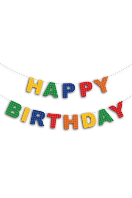 Colorful Blocks Themed Happy Birthday Banner 2 Meters