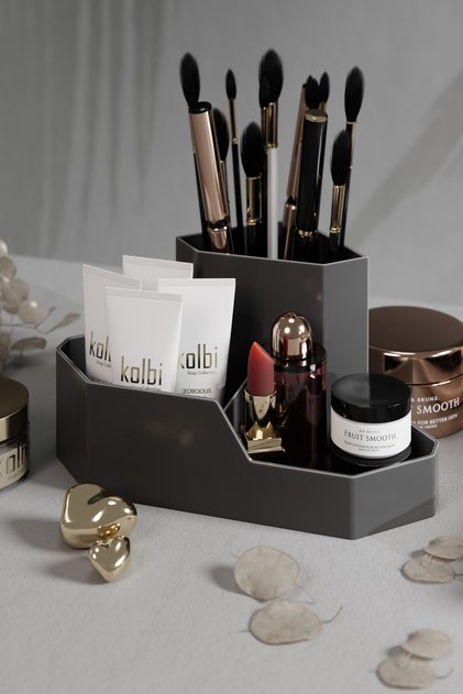 Corner Triangle Makeup Organizer Tabletop Organizer - Black