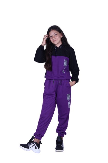 Snow Fashion Printed Mesh Detailed Girl's Tracksuit Set