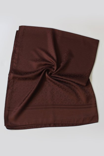 V Patterned Italian Jacquard Shawl - Bitter Brown