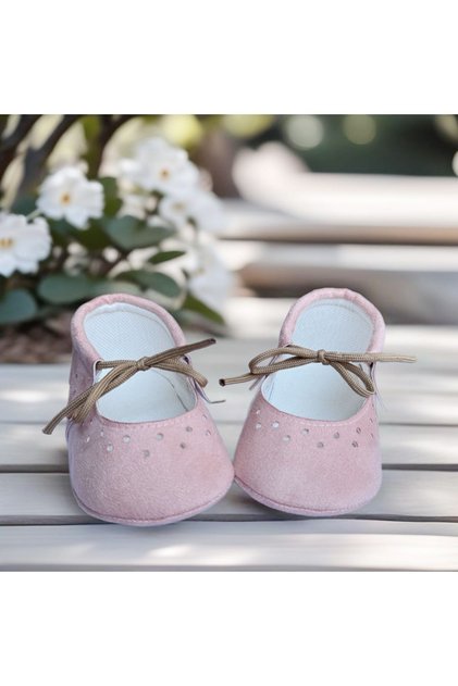 Baby Girl Moccasin Shoes Pink Lace-Up First Step Shoes (Booties)