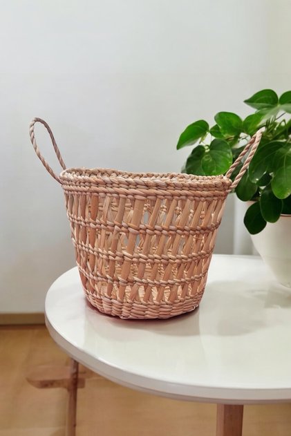Wicker Handmade Large Flower Pot with Handles / Multi-Purpose Basket with Handles