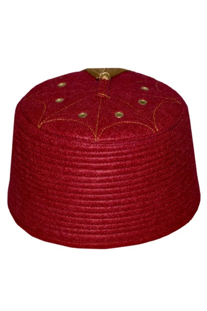 Burgundy Felt Fes,Felt Fes,Burgundy Skullcap,Burgundy Fes,Tassel Fes,Takka,Cubbe,T0039