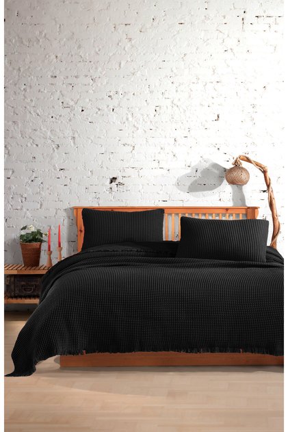 4 Layer 100% Cotton Waffle Bedspread 220X240Cm Double/2 Pillowcases 50X70Cm