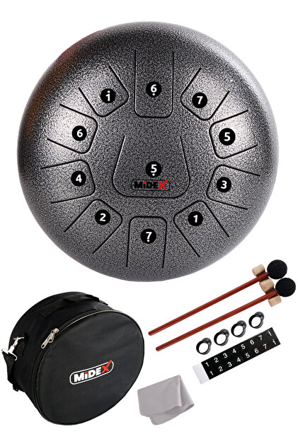 Ten High & Johnny Drum セット Midex TD-108SM Çelik Dil Davul Handpan 10 İnç 8 Ton Steel Tongue