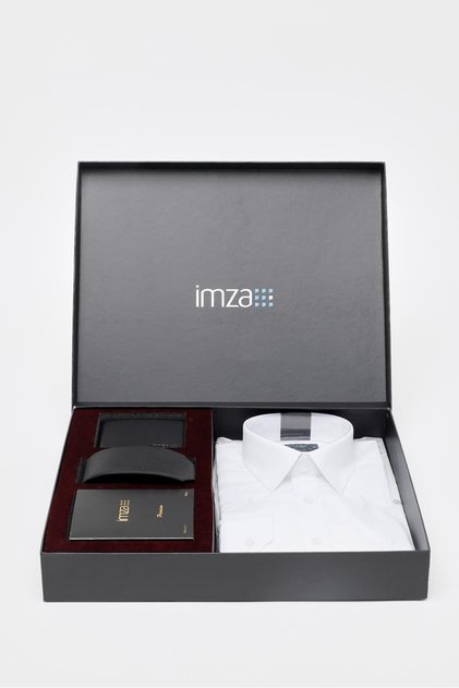 Beyaz Gömlek Slim Fit, Kravat, Cüzdan, Parfüm 4'lü Set, Damat Bohçası, Hediye Seti, Düğün Set