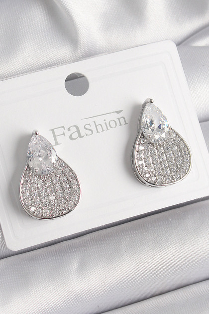 Brass Silver Color Zircon Stone Drop Model Women's Earrings