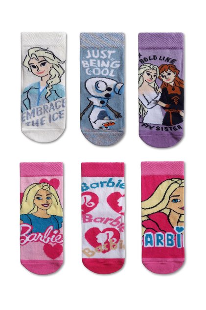 Girl's Cartoon Character Socks Set of 6
