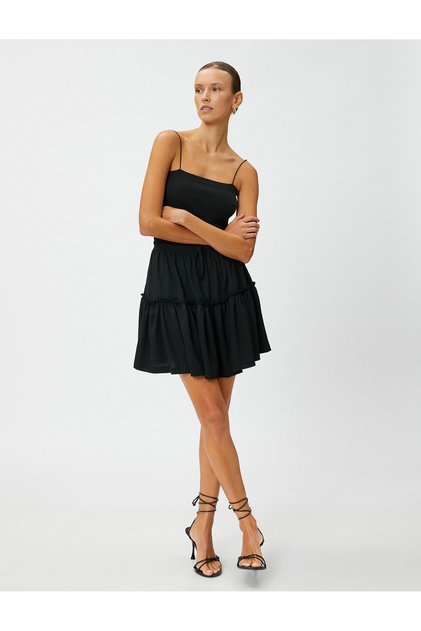 Tiered Mini Skirt with Tie Waist