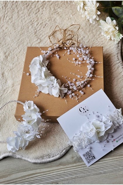 Mother Big Sister Baby Hortensia Flower Pearl Maternity Crown Set, Babyshower