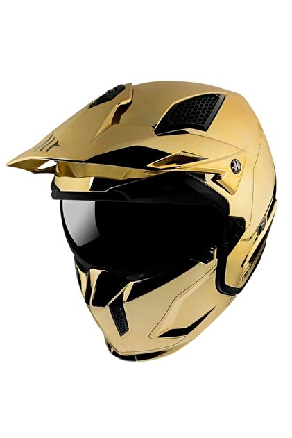 MT Street Fighter Krom Gold A9 Çene Açılır Motosiklet Kaskı