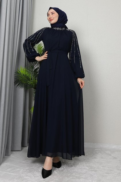 Semra Tesettür Dress Navy Blue