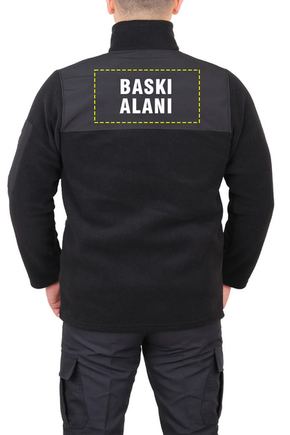 Kışlık Polar Kişiye Özel Logo Baskılı Siyah Polar Iş Elbisesi Softshell