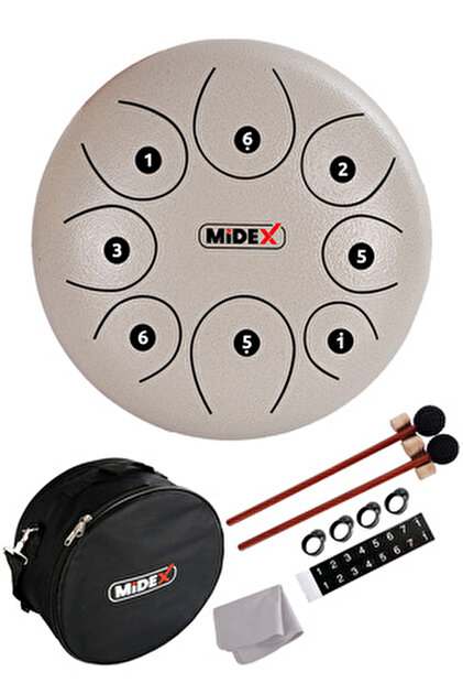 Midex TD-68WH Çelik Dil Davul Handpan 6 İnç 8 Ton Steel Tongue