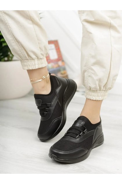 Full Orthopedic Black Breathable Elastic Aqua Women's Walking Casual Sneakers