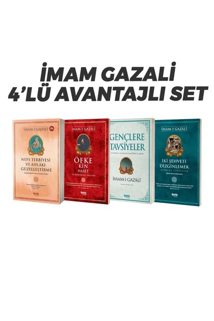 İmam-ı Gazali 4'lü Avantajlı Set Nefs Terbiyesi,öfke Kin,gençlere Tavsiyeler,iki Şehveti Dizginlemek