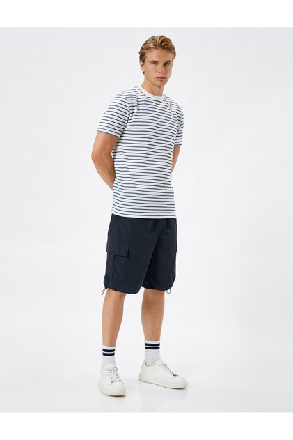 Parachute Shorts with Cargo Pocket, Waist Lace, Stopper Detail