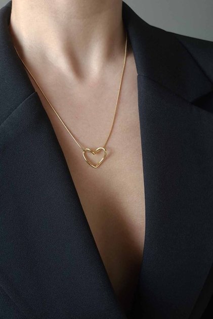Women's Stainless Steel Gold Italian Chain Knot Heart Necklace (Lovery Necklace)