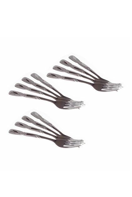 12-piece stainless steel dessert fork set, silver
