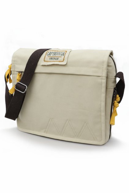 4009 Ephesus Casual Shoulder Postman Beige Cream 15.6 Inch Laptop School Travel Daily Vintage Cotton Bag