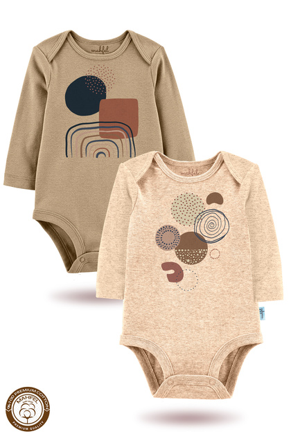 2-Piece 100% Cotton Organic Printed Snap Fastener Baby Bodysuit