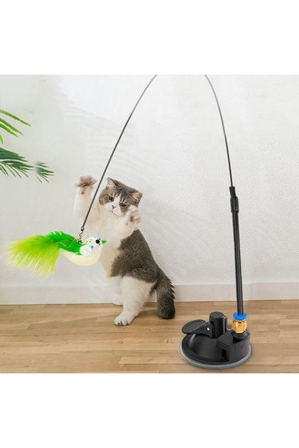 S green 1pc Cat Teaser Wand With Interchangeable Steel Wire Toy Heads, Fun Toy For Kitten Or Cat To