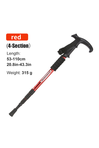 T Handle 5-Section Portable Outdoor Fold Trekking Pole Walking Hiking Stick Telescopic Club For Nord