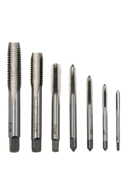 7pc hand tap set 7pc M3-M12 Hand Tap Square Shank Pointed Straight Groove Thread Tapping Internal Th