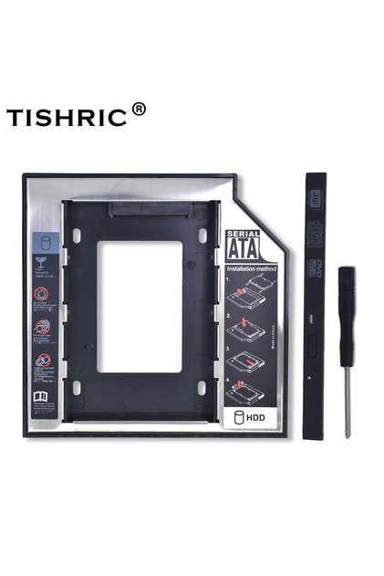 9.5mm TISHRIC Plastic Aluminum Universal 9.5/12.7mm SATA 3.0 2nd HDD Caddy 2.5" SSD CD DVD to HDD C