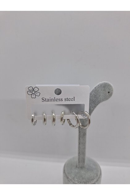 Elfıda Shop Çelik Halka Küpe Seti 6 Lı