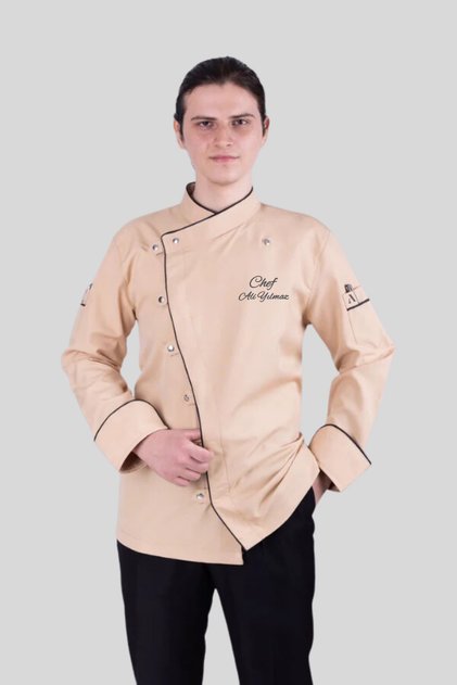 Beige Name Gift Cook Jacket Chef Jacket Name Embroidered Cook Clothing Cook Jerseys