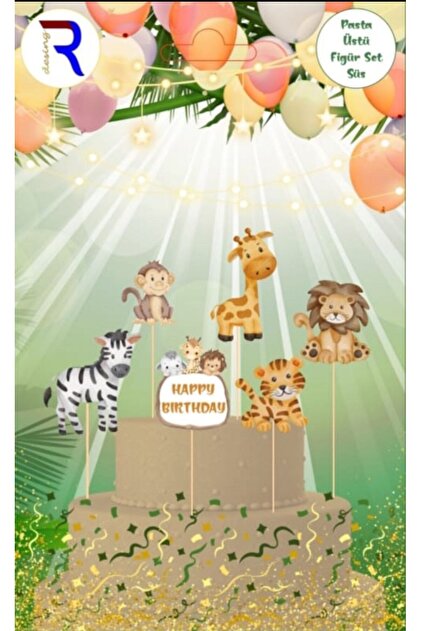 Safari Themed Cake Top Character Set Ornament