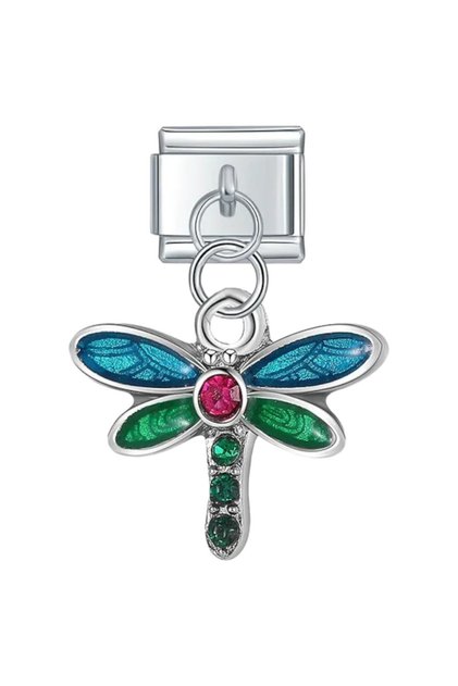 Colorful Dragonfly Steel Italian Charm