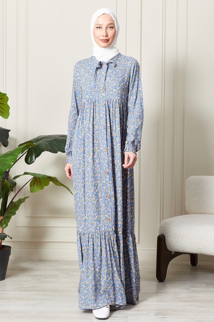 cotton viscose fabric dress Creative Fusion in Indigo,'Beaded Indigo Viscose Wrap Dress'