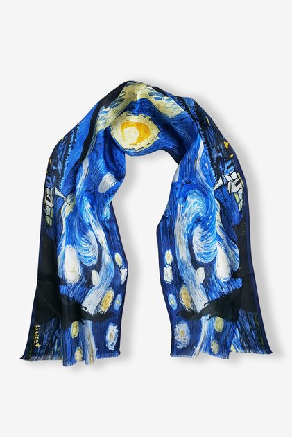 Van Gogh-starry Night %100 Ipek Fular 26*130cm 'art On Silk'
