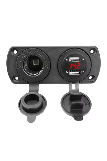 USB ŞARJ CİHAZI 1A 2.1A DİJİTAL VOLTMETRE GÖSTERGELİ ÇAKMAKLIK 12V 24V PANO TİP ÇAKMAK ŞARJ SÖKETİ