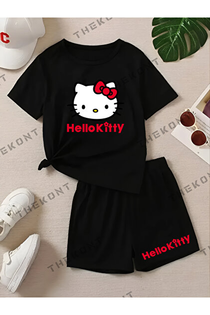 その他 Hello Kitty T-shirt & Pants Set THEKONT HELLO KITTY BASKILI TSHİRT-ŞORT ALT-ÜST TAKIM - Fiyatı
