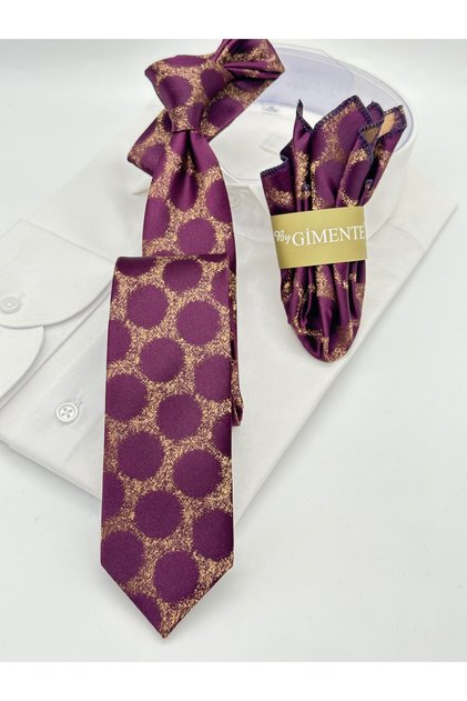 Purple Polka Dot Handkerchief Slim Tie