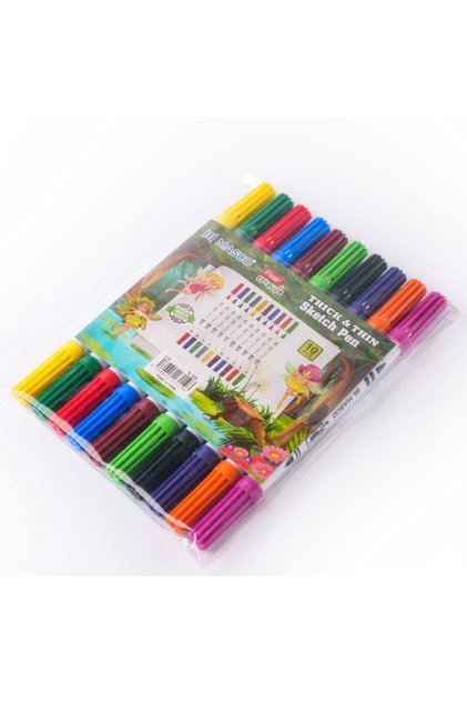 Creative Thick and Thin Dual Tip Watercolor Sketch Pen set of 10 Shades