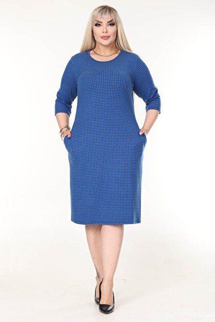 modayız Double Pocket Winter Plus Size Stretchy Dress 1D-2629- Trendyol