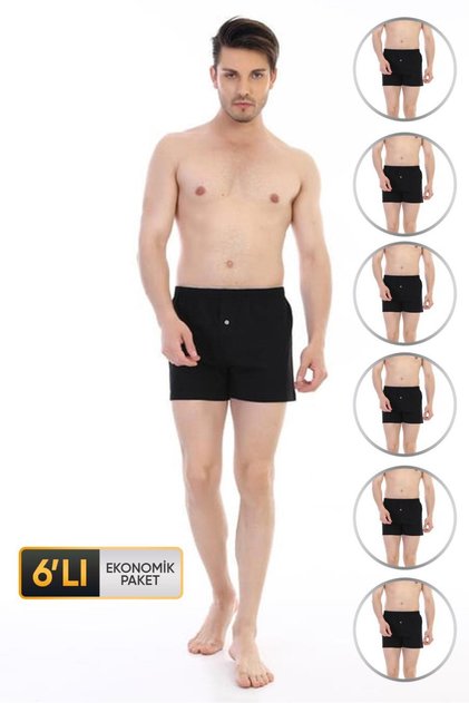 Men's black combed cotton boxer 805 economic pack of 6