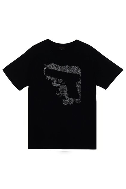 Pistol Gun Printed Unisex 100% Cotton Black T-Shirt