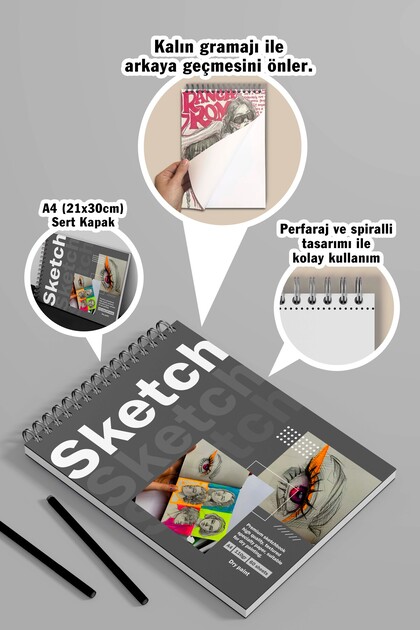 Copyrite Eskiz Defteri Sketch Book | A4 110gr, Sert Kapak | Resim