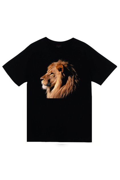 Unisex Black Lion Printed T-shirt