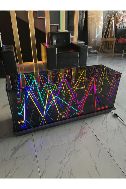 Dekoratif Aydınlatmalı Neon Led Figürlü Orta Sehpa 120x40x50 cm