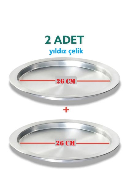 2 Adet Alüminyum Künefe Ve Kadayıf Tepsisi Tabağı 26 Cm Taban