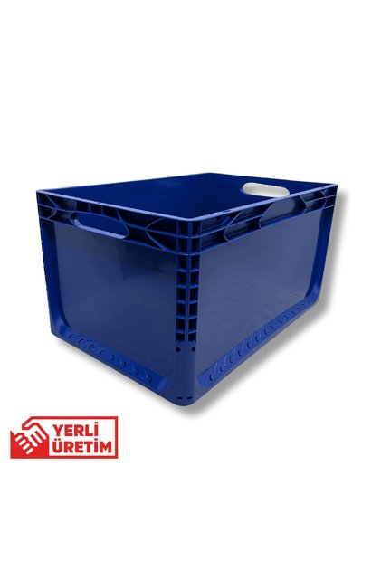 1.kalite Mavi Plastik Kasa 60x40x32 Cm - Kokusuz Sağlam Plastik Kutu 65 Litre