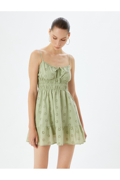 Mini Fisto Dress with Rope Straps and Gipeli Lace Detail