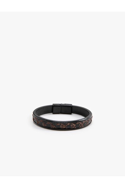 Ethnic Patterned Leather Look Bracelet